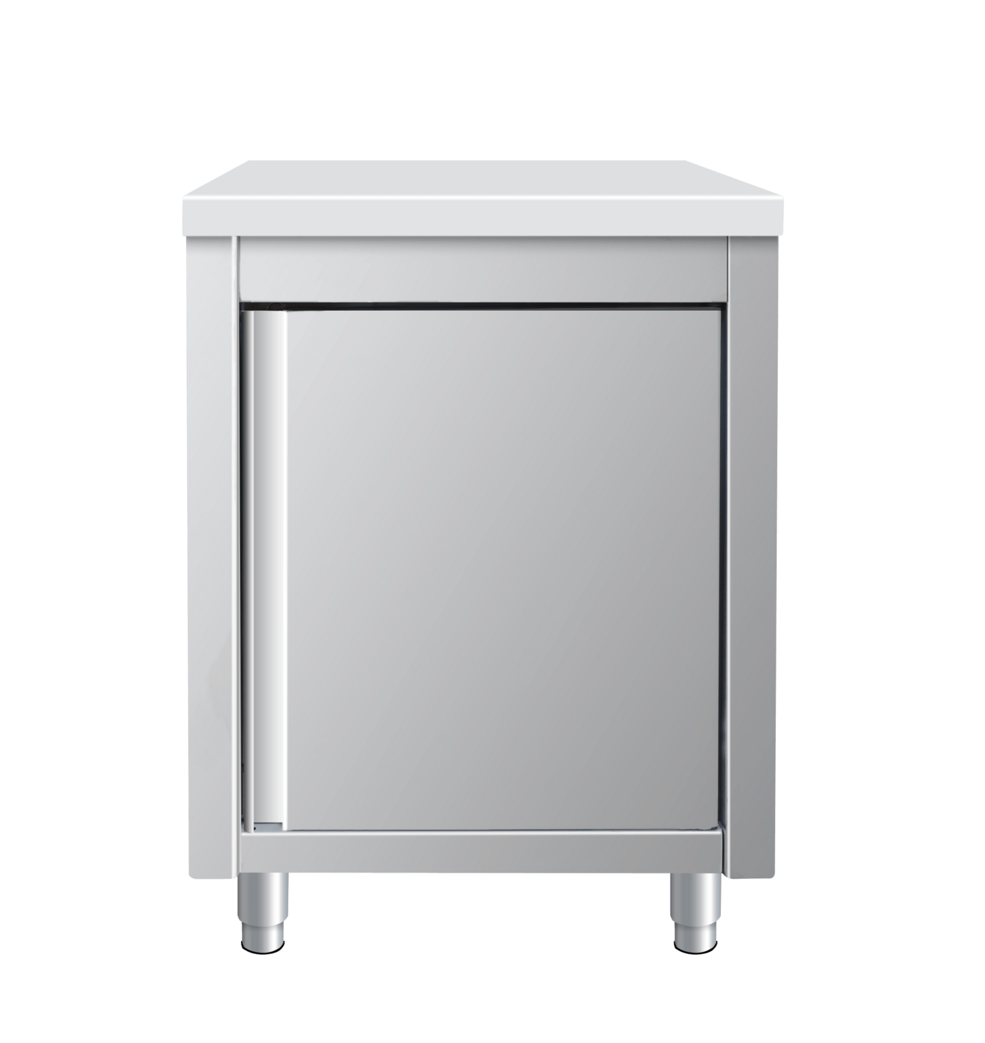 Arbeitsschrank Edelstahl mit Tür und Zwischenboden, Bautiefe 700mm