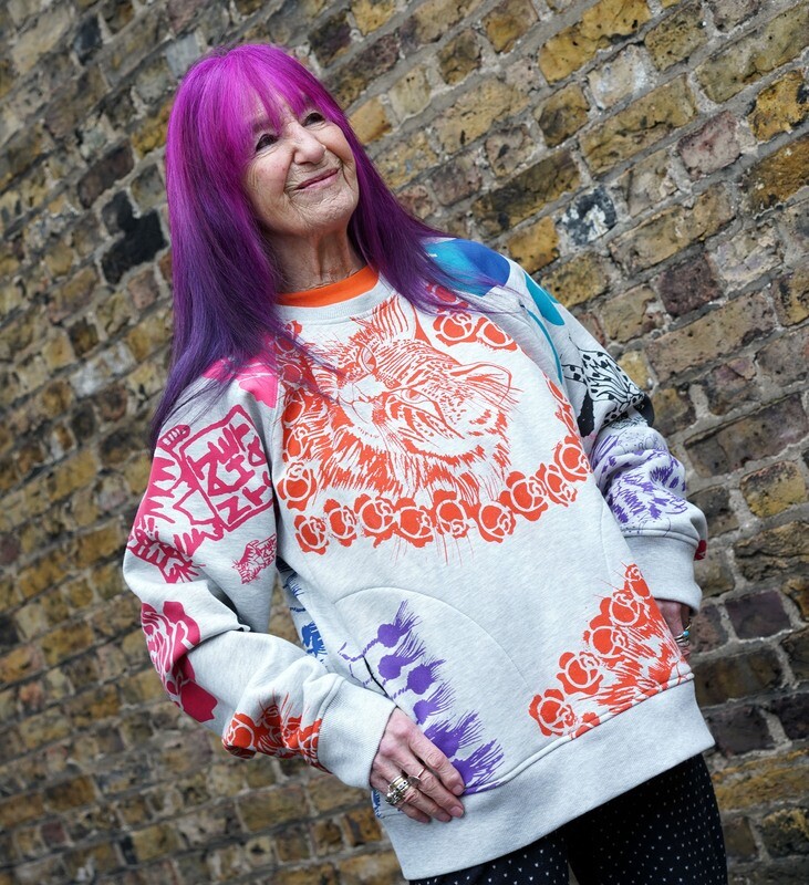 “NatTheCat” Sweatshirt with &quot;Cat in Heart&quot; print NTC#002 GREY