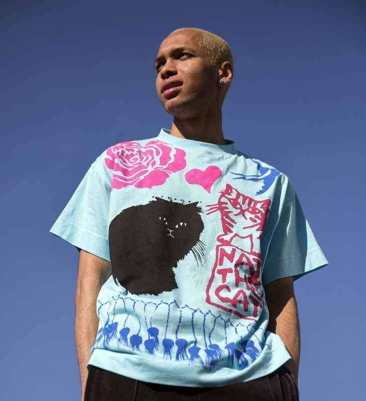 &quot;NatTheCat&quot; 4-colour print T-shirt
NTC#003 SKY BLUE