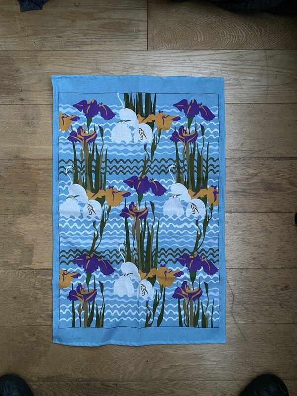Tea Towel - Cranes with Irises