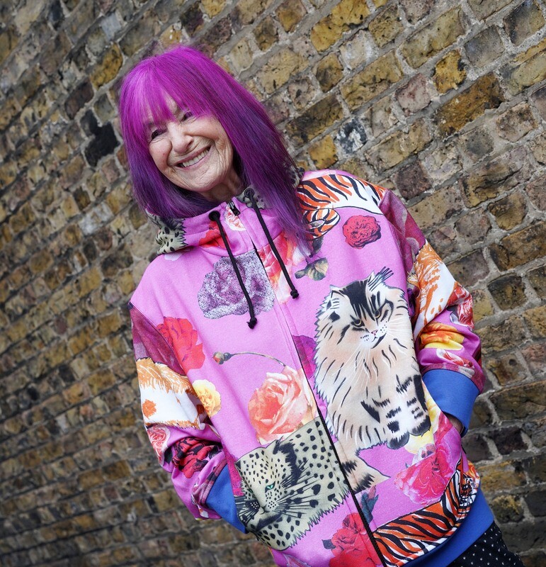 "NatTheCat" digitally printed zipped hoodie NTC#001  PINK