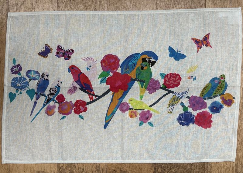 Tea Towel - Birds on white