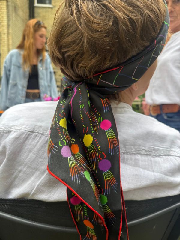 Silk scarf "Geometric" 160cm x 24cm