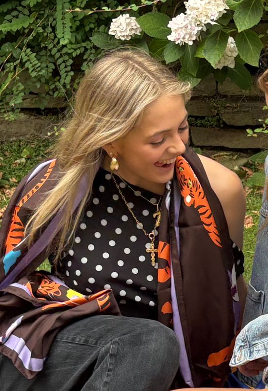 Silk scarf "Tigers &amp; Pansies"
