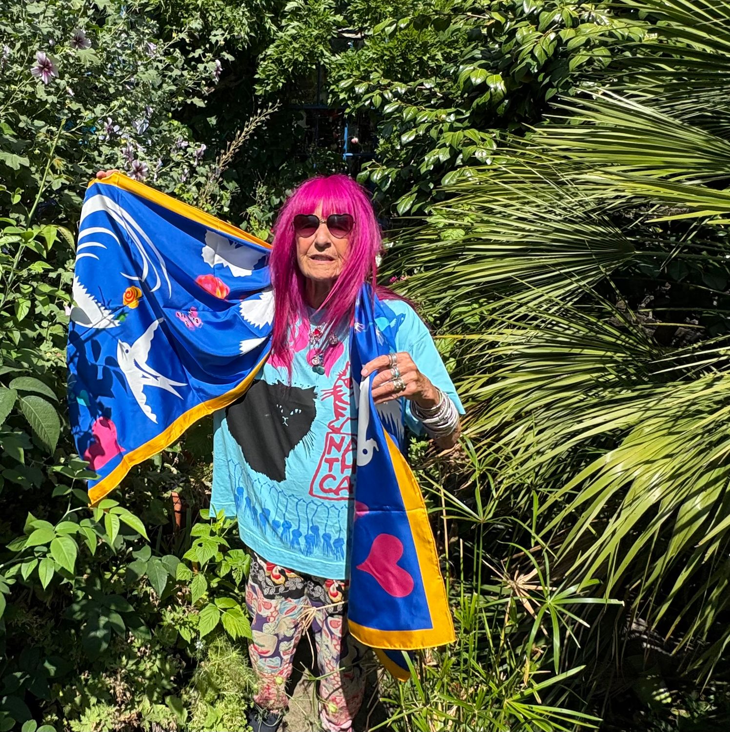 Silk scarf "White Birds"