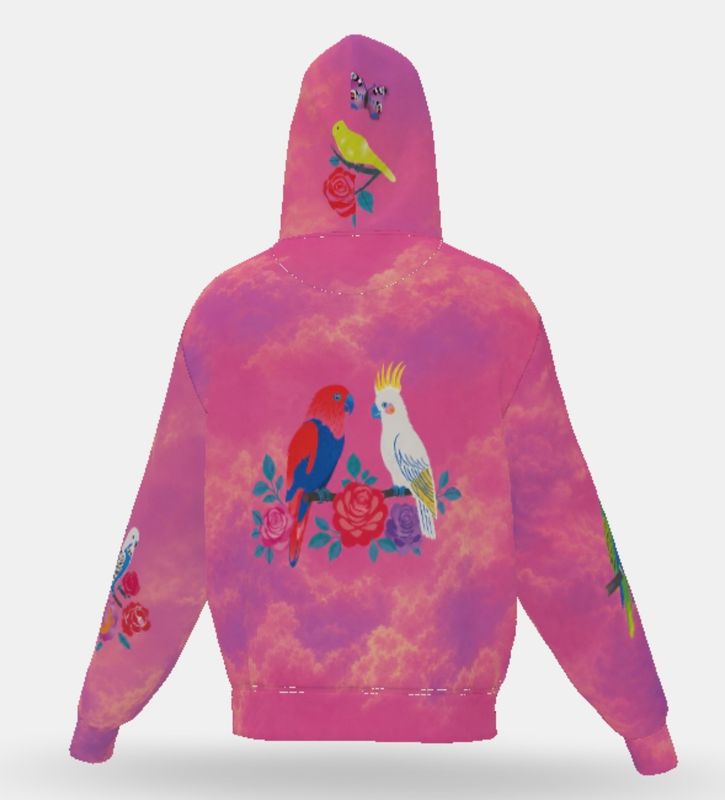 Zipped hoodie “exotic birds”