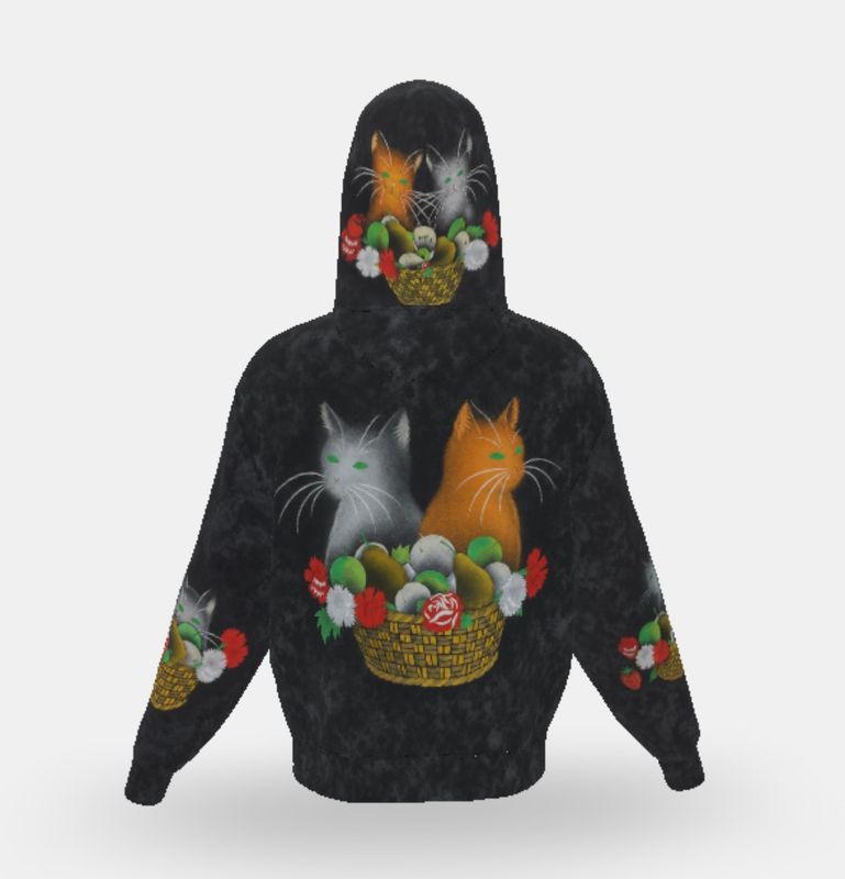 Zipped Hoodie “Cats in Basket”