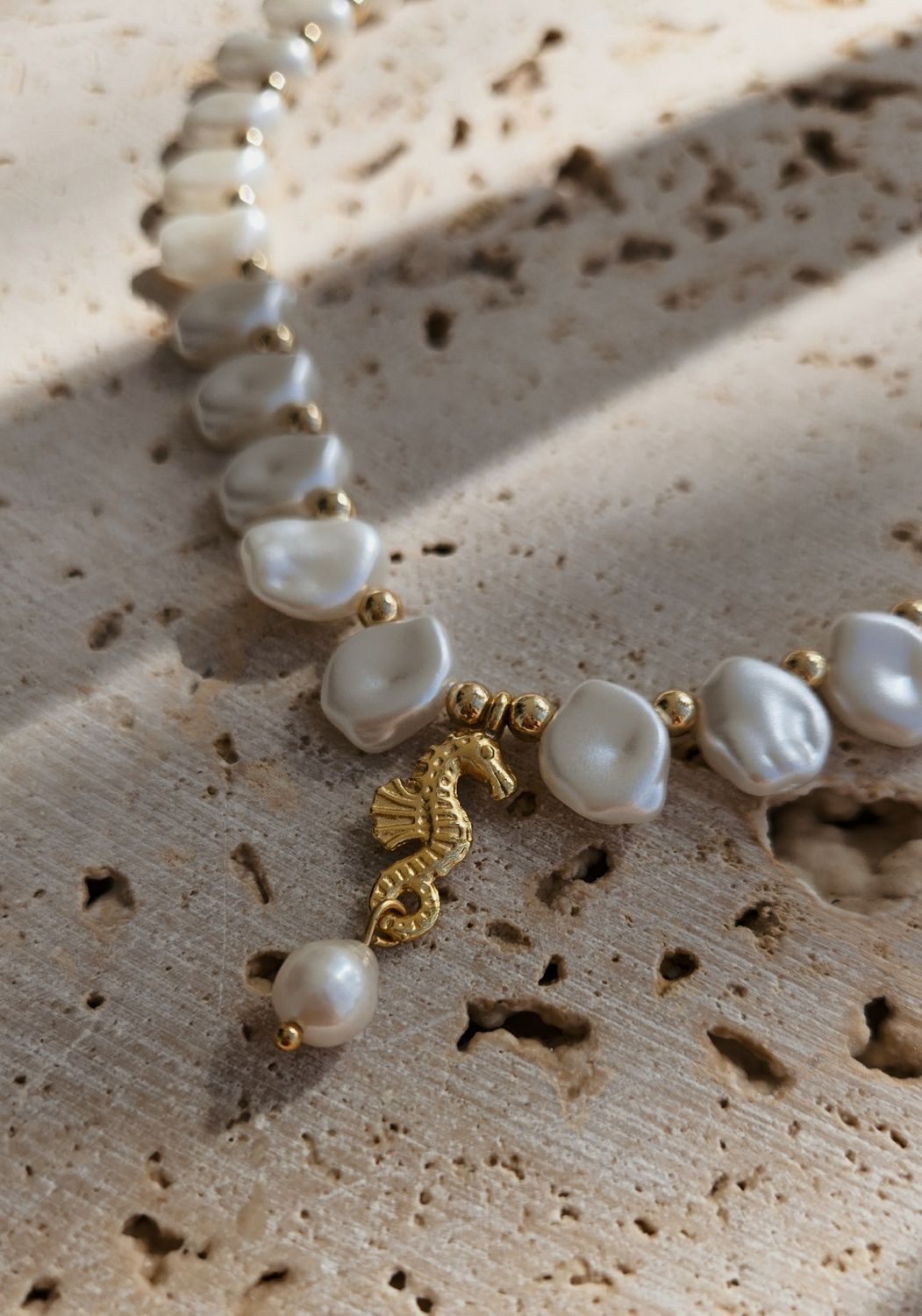 Faux Pearl Seahorse Necklace