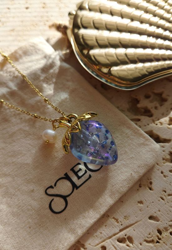 Blue Strawberry Necklace