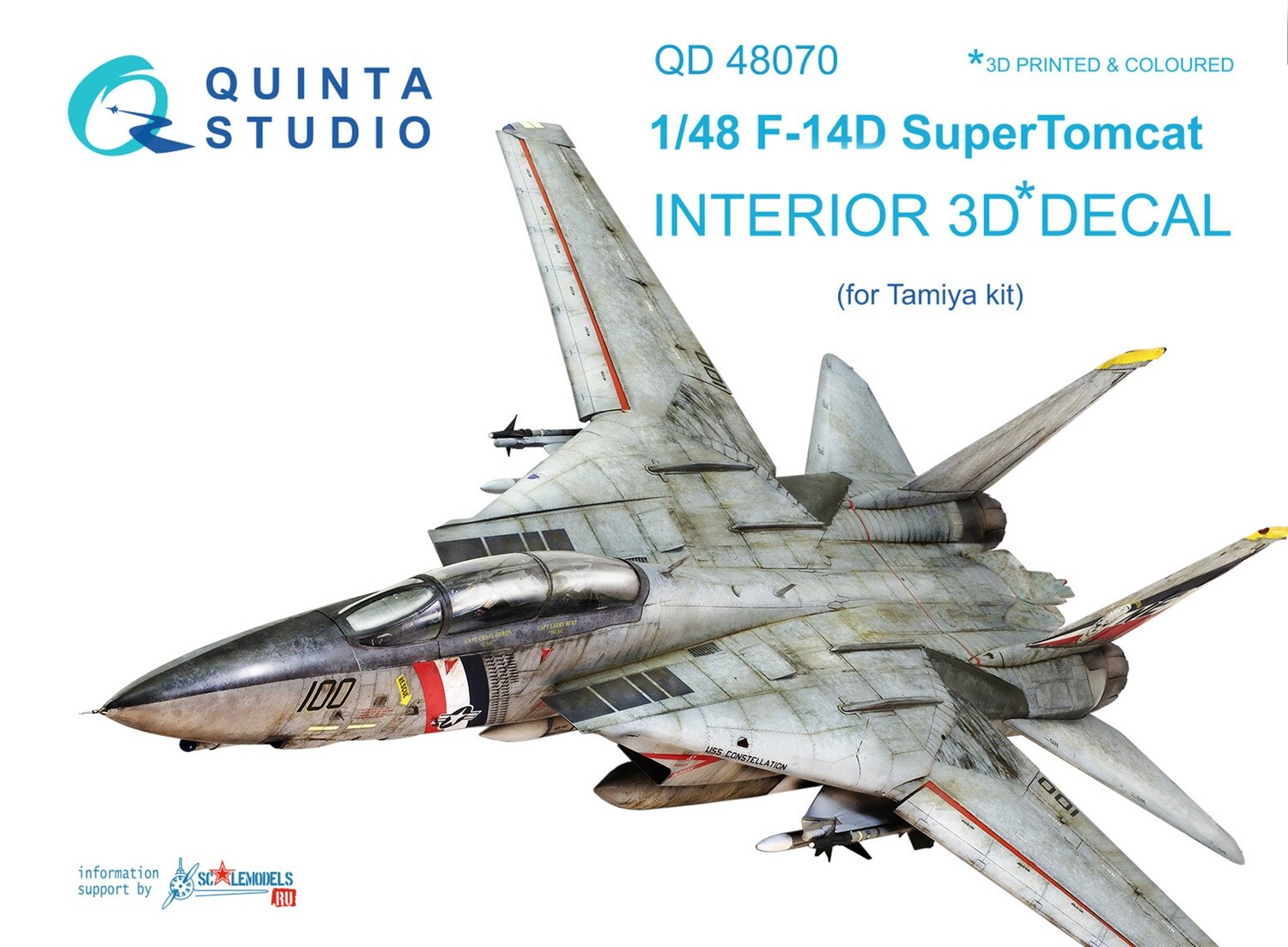 Quinta studio 1/48 F-14D Tomcat 3D-Printed & colored Interior on decal paper (for Tamiya kit) QD48070