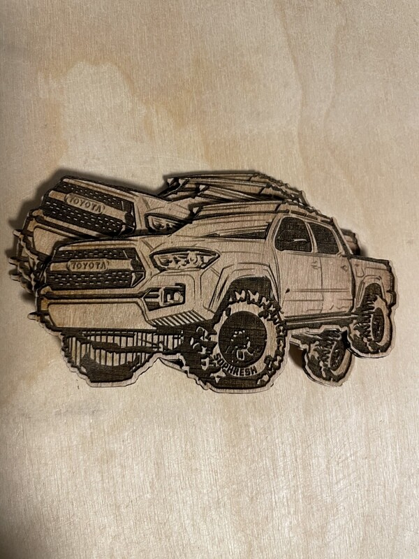 Toyota Tacoma TRD Wooden Engraved Patch w Velcro Backing