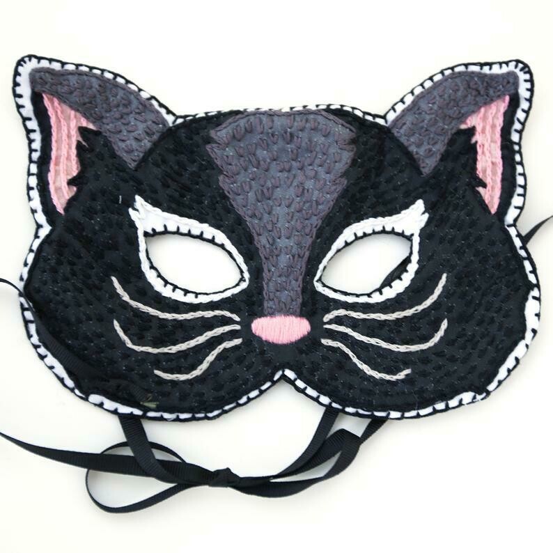 SALE - Crafty Creatures Embroidery Kit - Cat Mask Kids