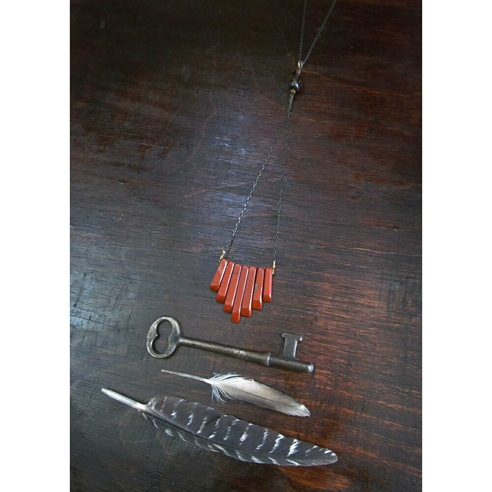 Red Jasper &amp; Smoky Quartz Necklace