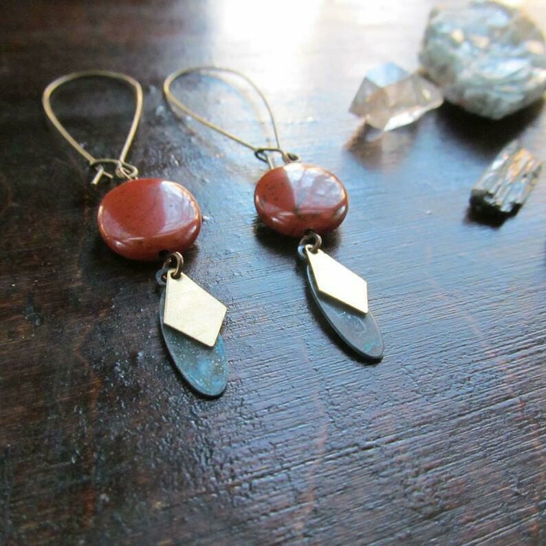 Red Jasper Dangle Earrings (long)