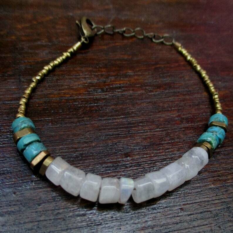 Moonstone Bracelet with Turquoise accents