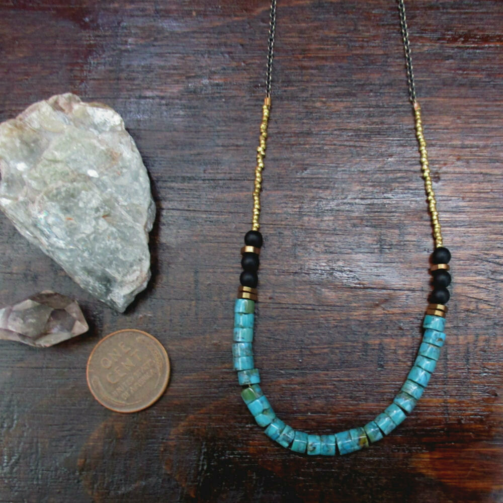 Turquoise Necklace w/ Onyx Accents