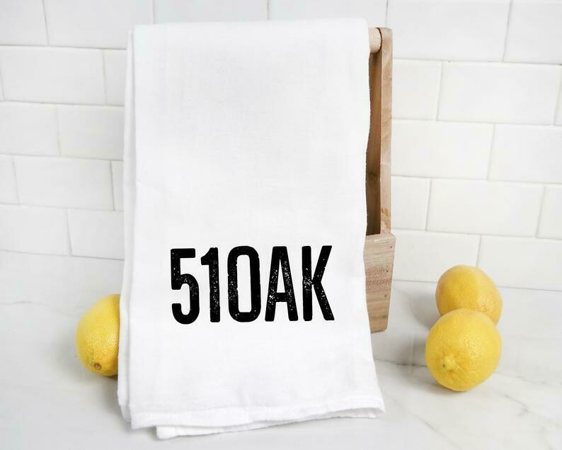 51OAK Tea Towel, White