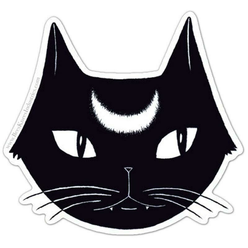 Black Lunar Cat Sticker