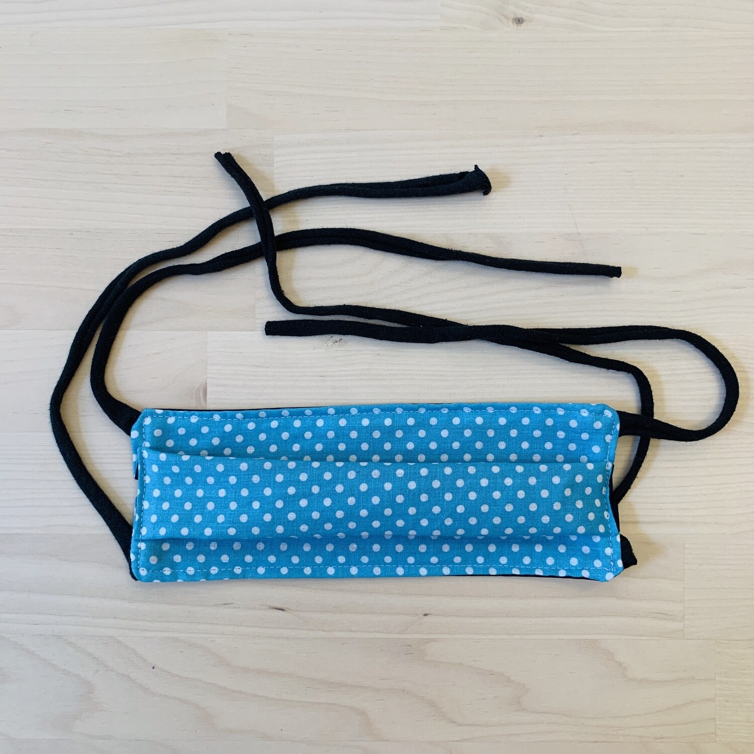 Handmade Mask w/ Pocket, Blue &amp; White Polka Dots