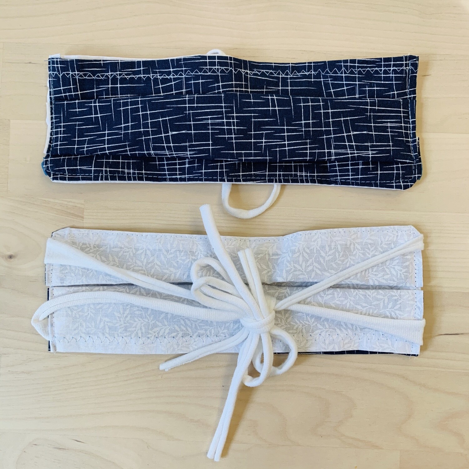 Handmade Mask w/ Pocket, Navy Crosshatch