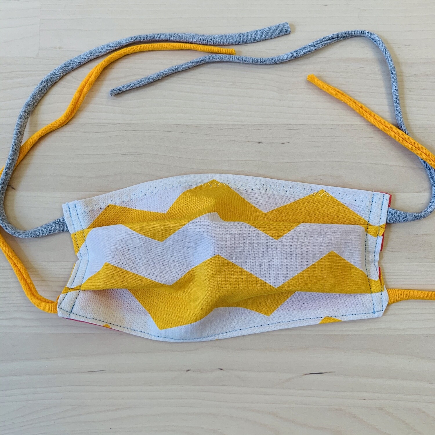 Handmade Mask w/ Pocket, Yellow Chevron