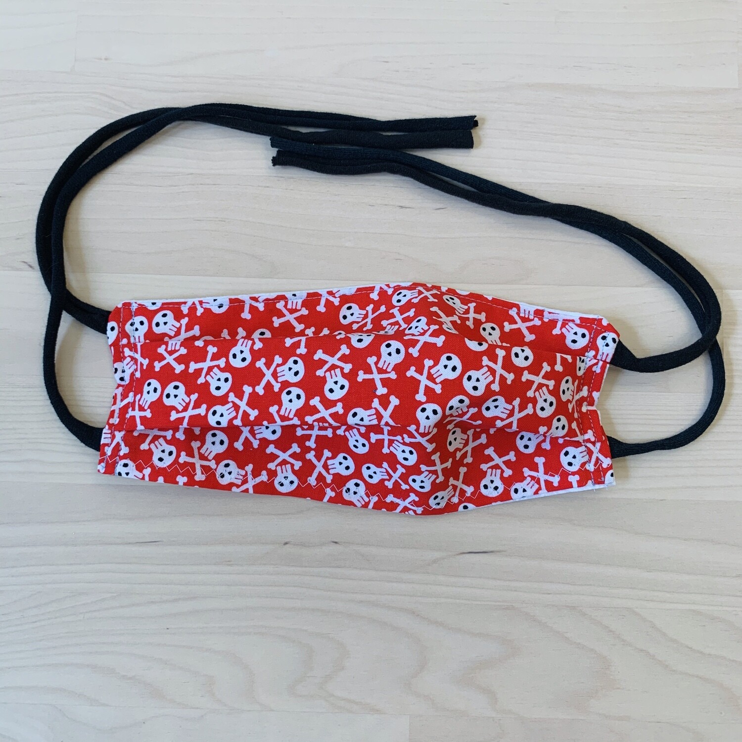 Handmade Mask w/ Pocket, Red Skulls