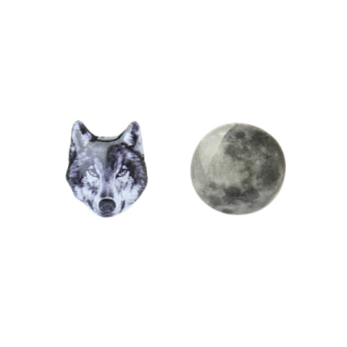 Wolf and Moon Earring