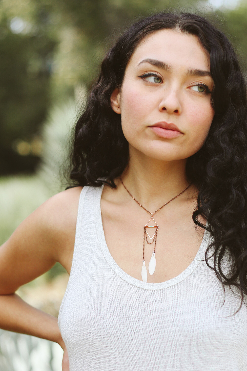 White Daisy Diamond Hoop Necklace