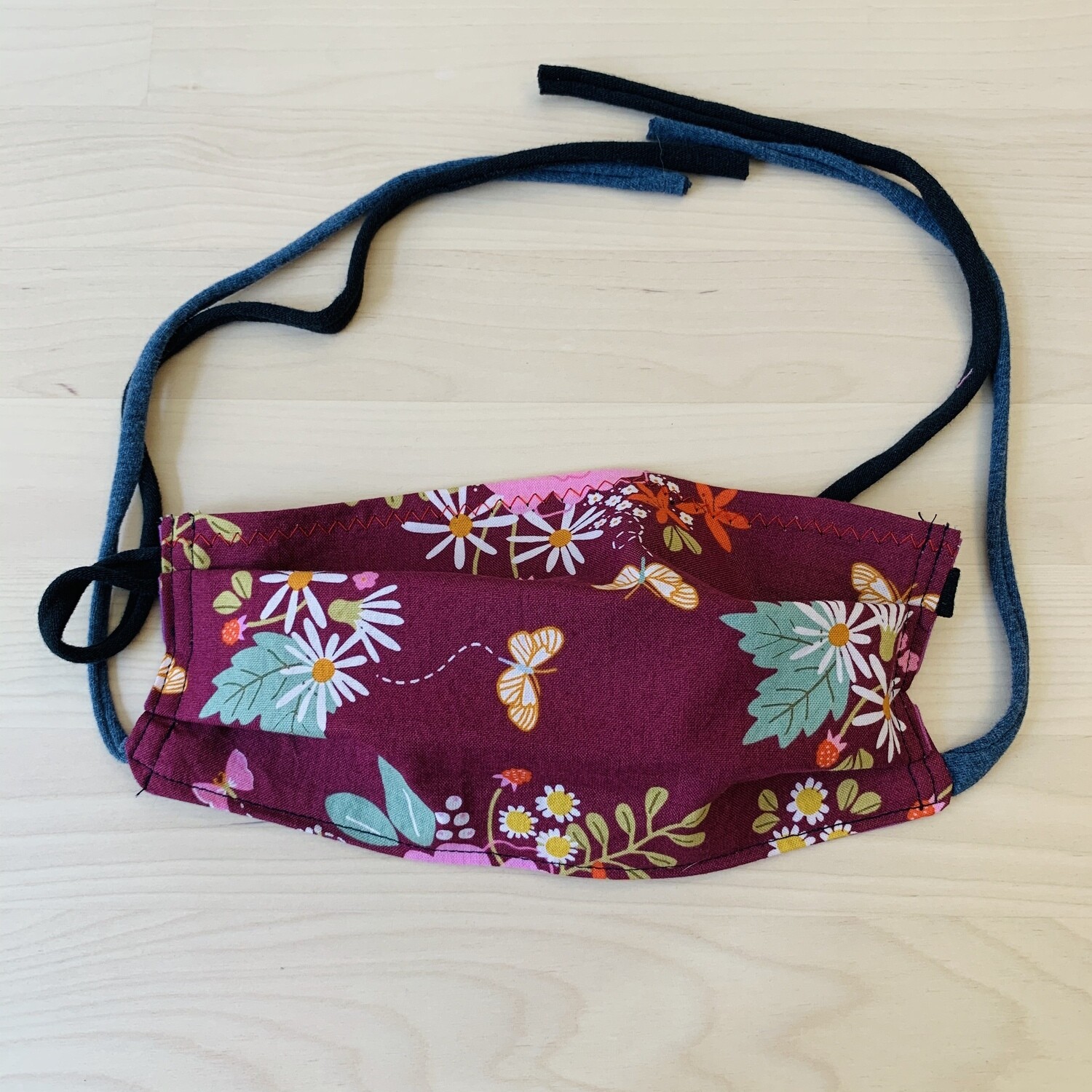 Handmade Mask w/ Pocket, Burgundy Butterfly
