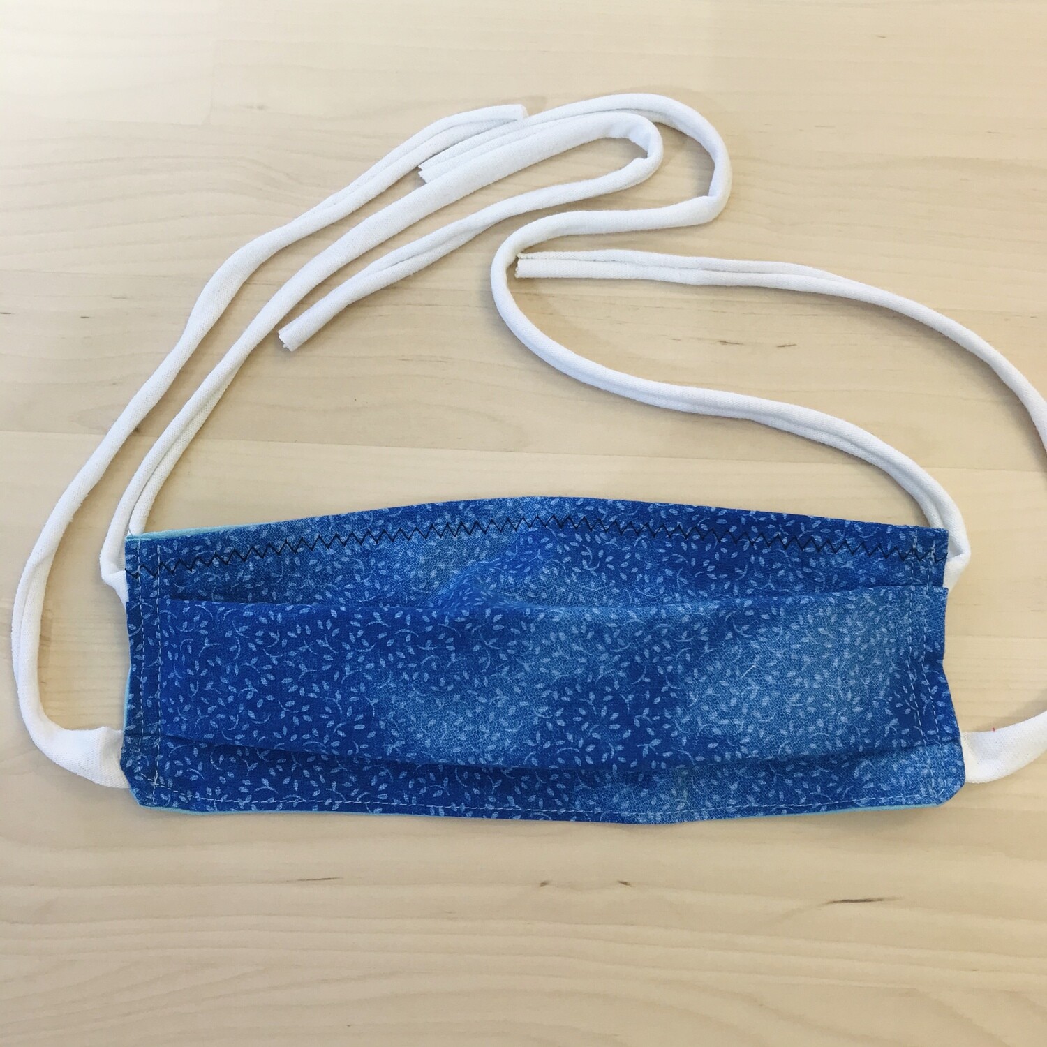 Handmade Mask w/ Pocket, Blue Leaves