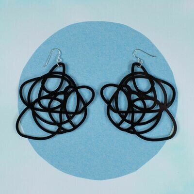 Graffiti Statement Earrings, Black (sterling)
