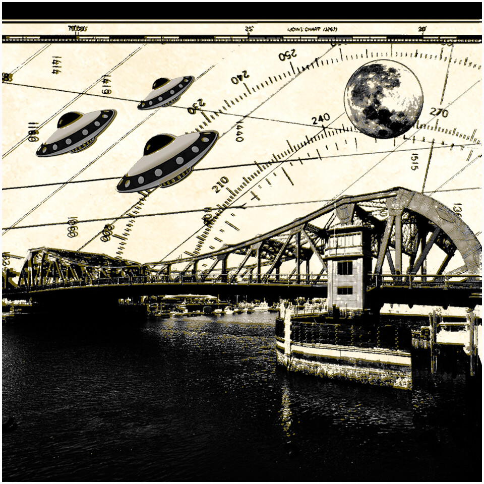 Alameda Bridge Sightseers 8x8 Framed v.2