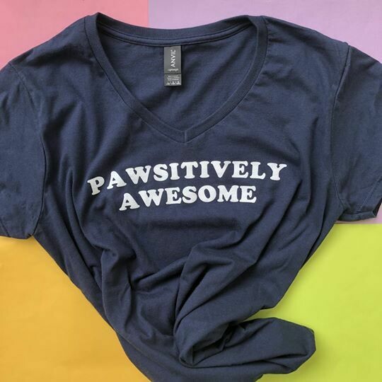 Pawsitively Awesome, Navy - Feminine Tee