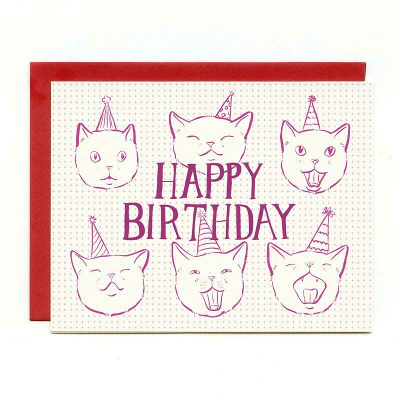 Birthday Cats In Hats Card