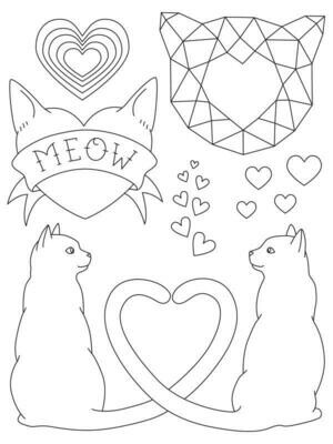 I Heart Cats Embroidery Transfers
