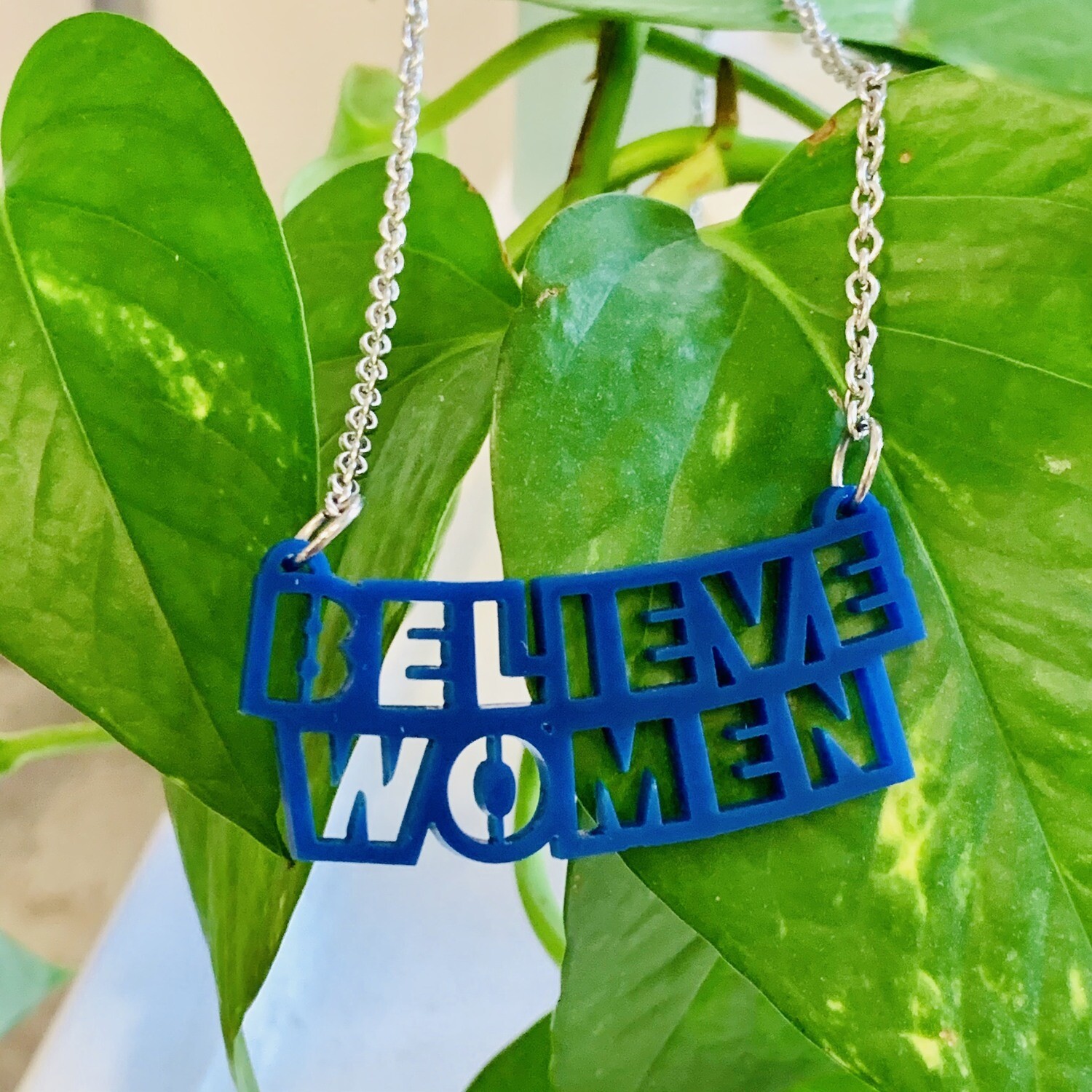 Believe Women Necklace, Blue