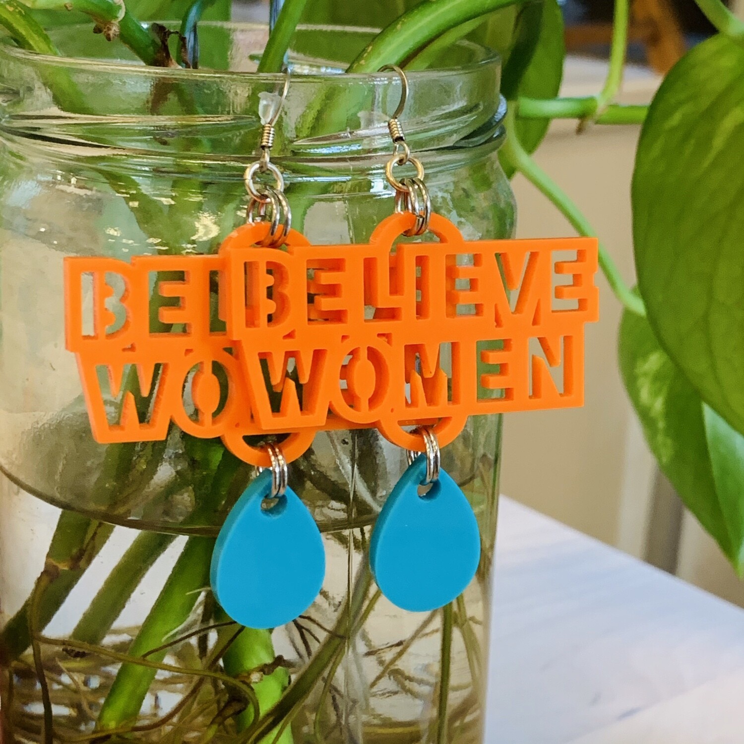 Believe Women Earrings, Turquoise & Orange