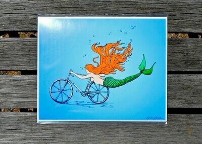 Mermaid on a Bike 2.0, 8 x 10 Print