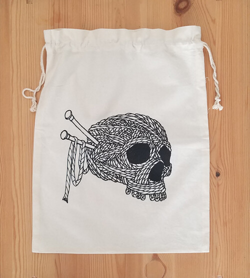 Drawstring Bag, Yarn Skull