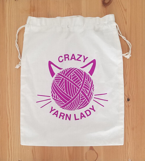 Drawstring Bag, Crazy Yarn Lady