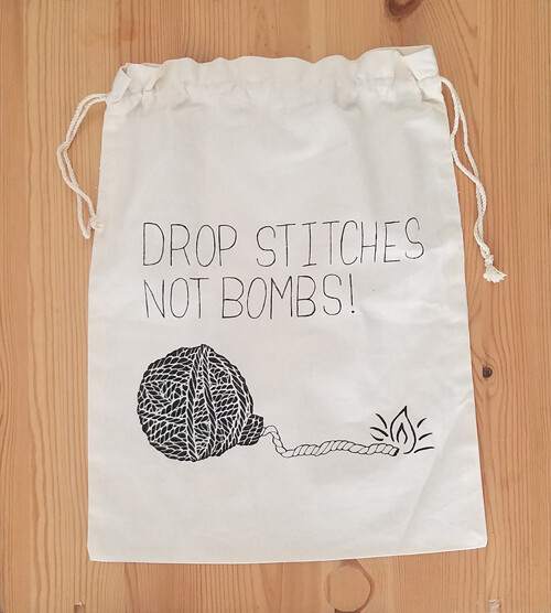 Drawstring Bag, Drop Stitches