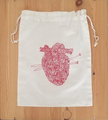 Drawstring Bag, Yarn Heart