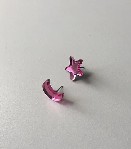 Stud Earrings, After Dark - Mirror Pink