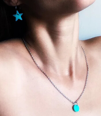 Necklace, Small Circle - Mint