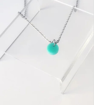 Necklace, Small Circle - Mint