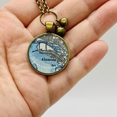 Round Map Ornament - 1 in - Alameda