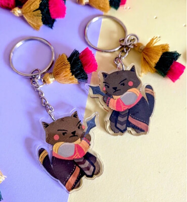 SALE - Keychain, Wakanda Warrior Kitty