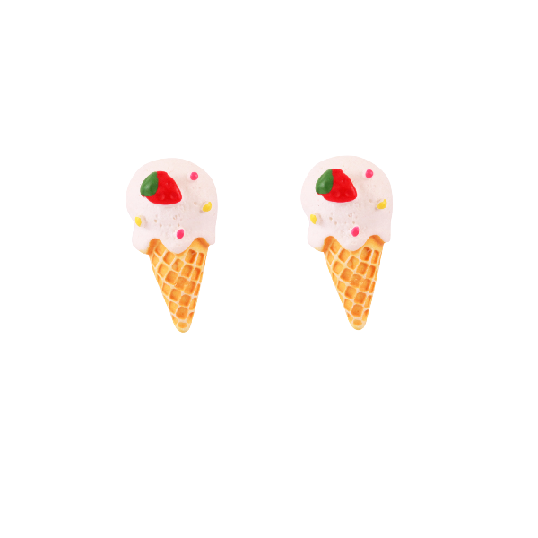 Ice Cream Cone Earring Posts - Vanilla