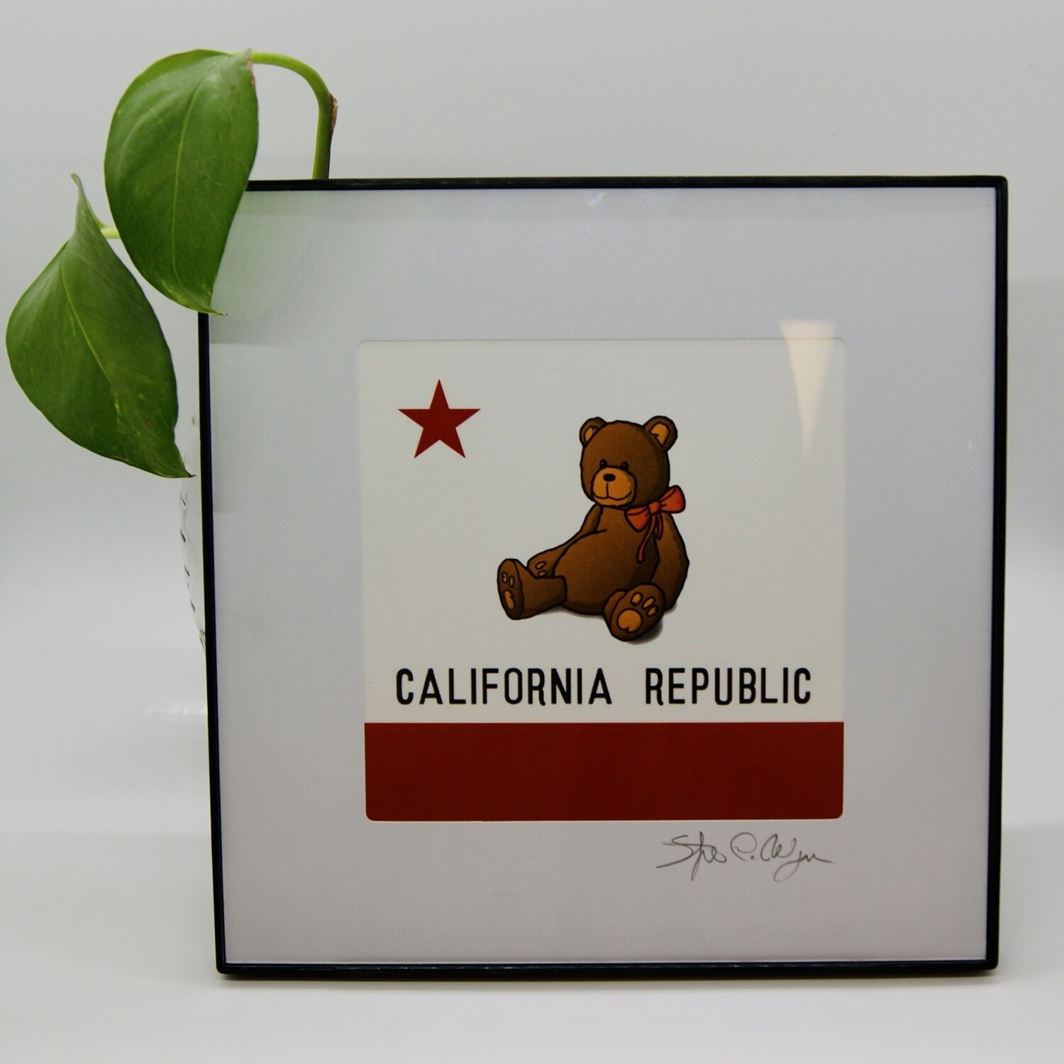 SFantastic #3101 CA Flag Teddy Bear 5x5 Print Framed v.2