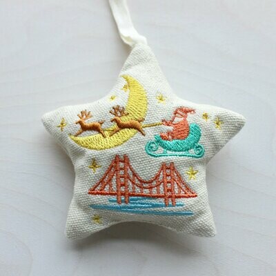 Golden Gate Santa Embroidered Ornament
